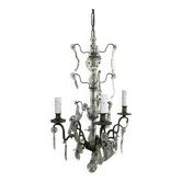 Lustre 4 Lumières Cristal Et Bronze Blanc