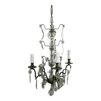 Chandelier 4 Lights Crystal And White Bronze