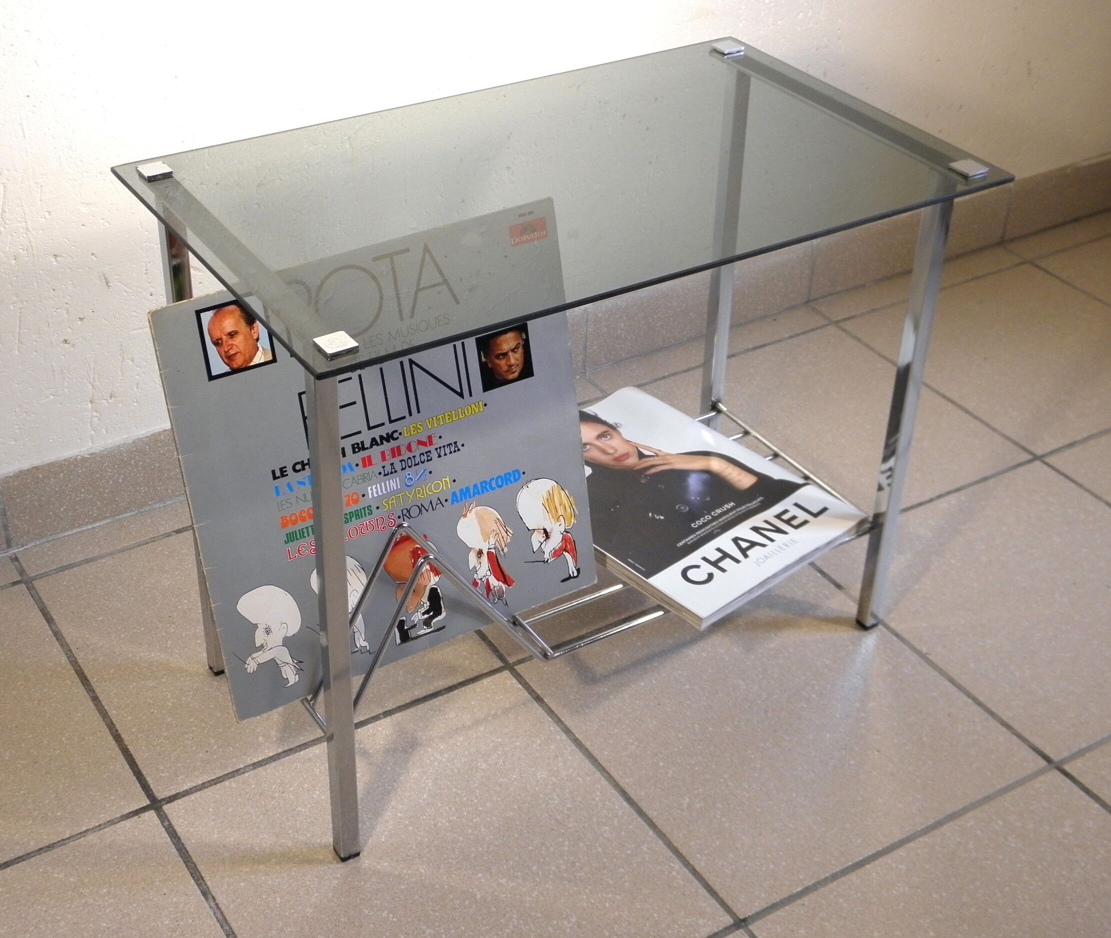 Glass and chrome coffee table 1970