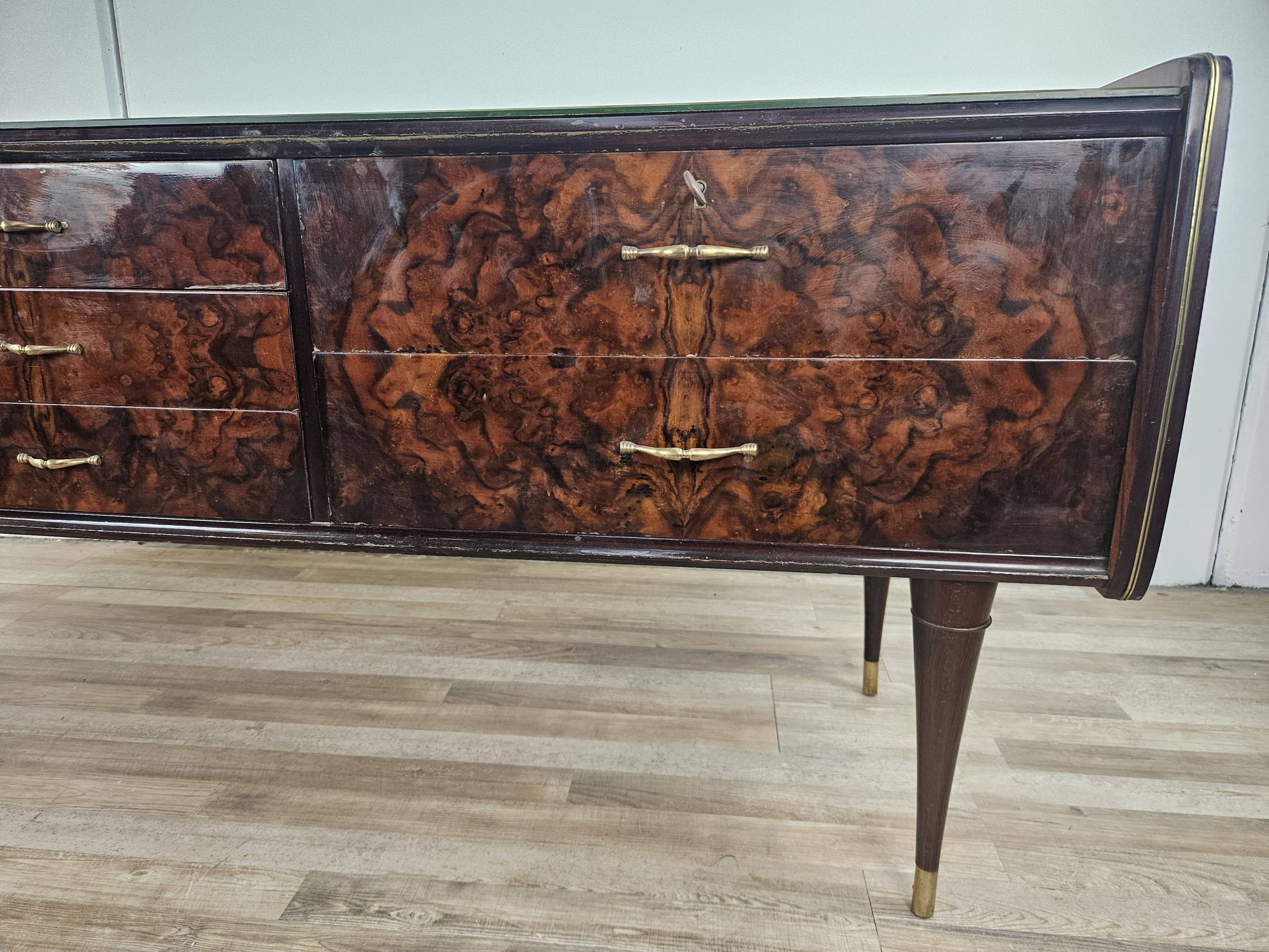 Mid Century 70's Chest of Drawers with Glass Top
