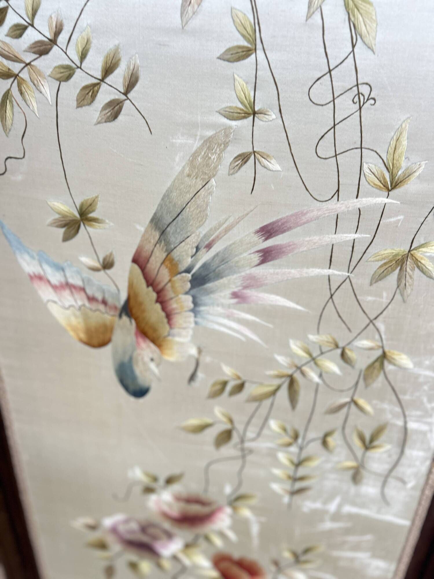 Paravent de Style Louis XVI , bois et soie