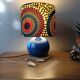 blue ceramic lamp | ethnic printed wax lampshade