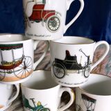 Vintage mocha service collection 6 cups cars real limoges porcelain of paris