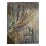 Oil on canvas signed female nude the curtain