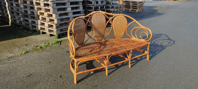 Rattan bench and cannage, vintage