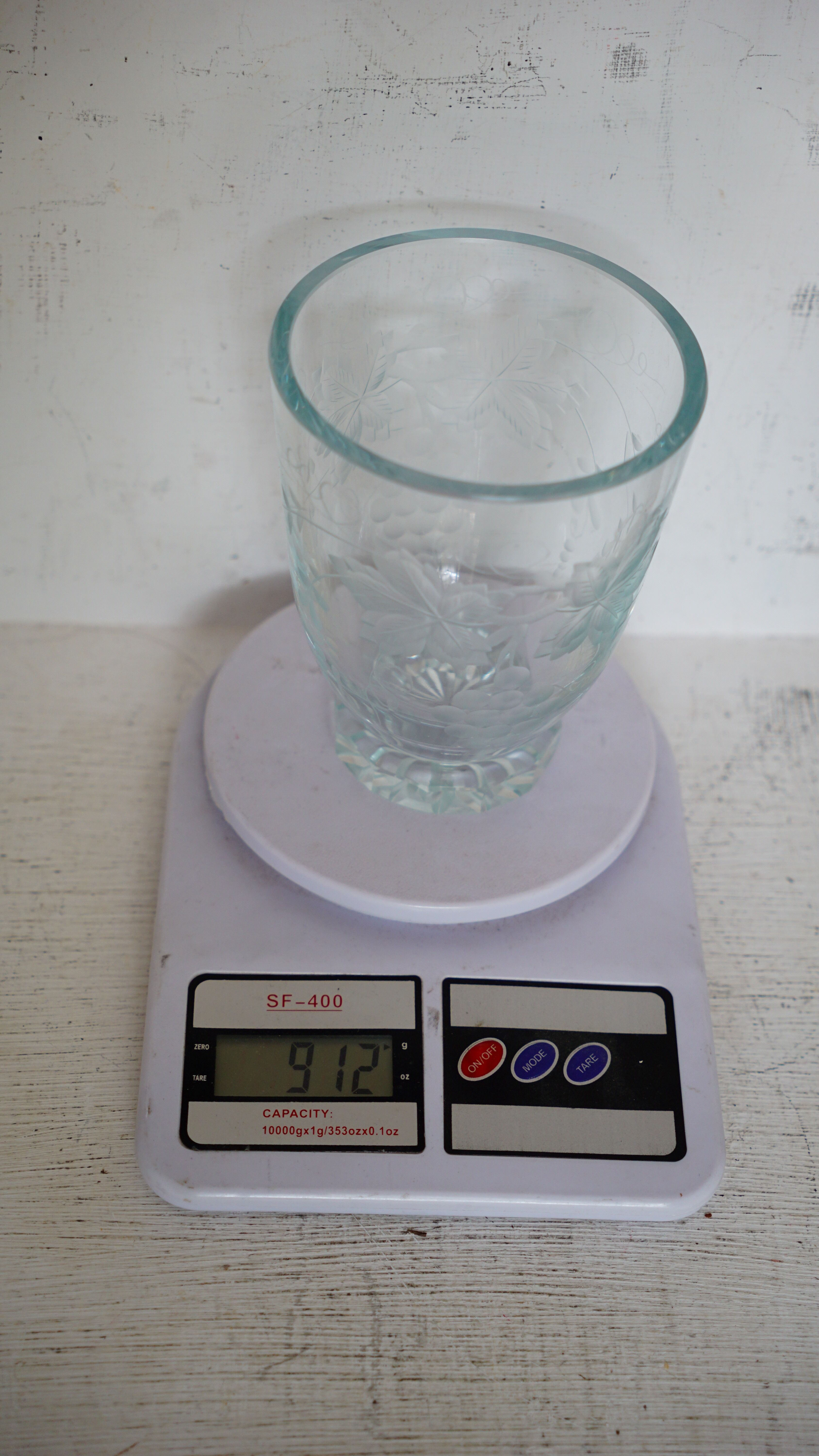 Art deco engraved glass vase