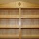Pair of large open bookshelves in satin birch and walnut, height 2.5 m.