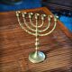 Bronze menorah, 7-branched chandelier, Israel, 1960s