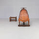 60s Brazilian brutalist patchwork leather lounge fauteuil with hocker