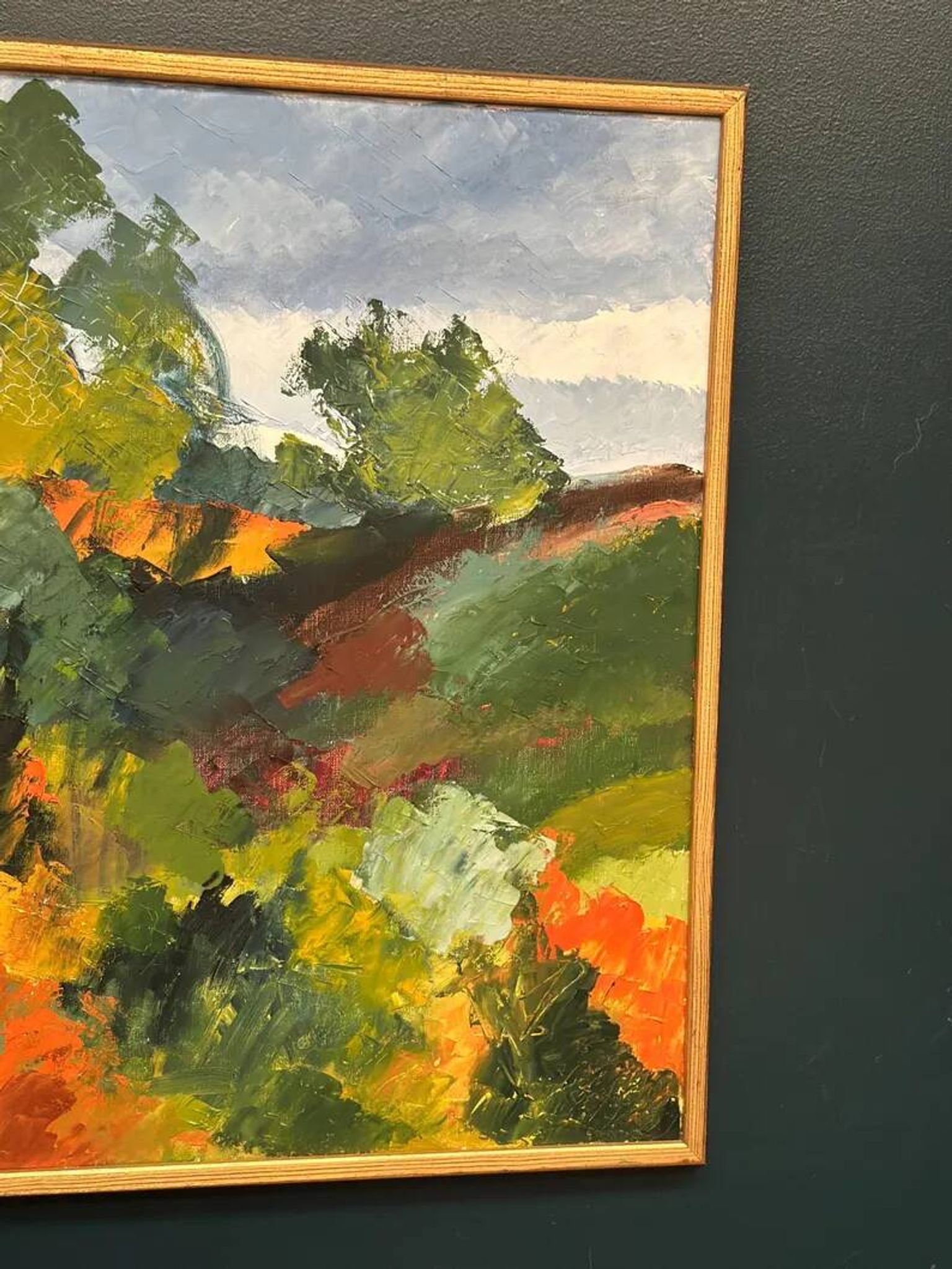 Swedish Oil on Canvas "Autumn Landscape" by Stig Hallblom, Vintage & Framed