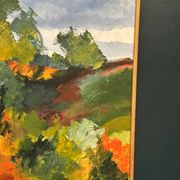 Swedish Oil on Canvas "Autumn Landscape" by Stig Hallblom, Vintage & Framed