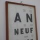 Old optical advertising poster, monoyer scale, framed