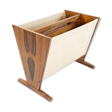 News paper rack in rosewood and canvas of danish design from the 1960s.