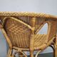 Ensemble de salon en rotin et osier italien des années 1950, quatre fauteuils et une table.