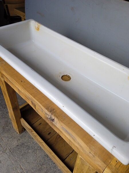Old washbasin enamelled ceramic school sink ep 1960