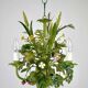 Chandelier vintage en tôle française avec bouquet de fleurs des champs, vert, années 1960 | Style bohème floral de milieu de siècle | Éclectique bohémien | Années 1950