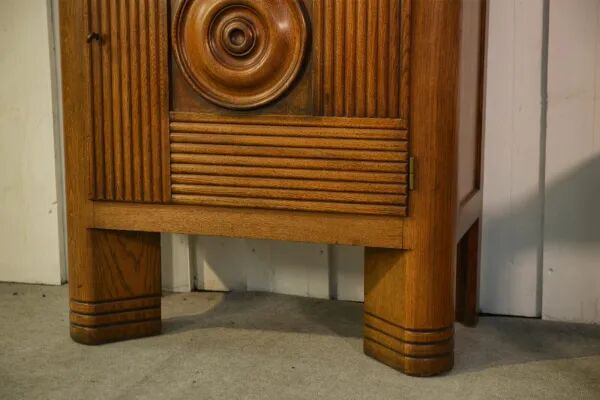 Solid oak display cabinet in the style of Charles Dudouyt, 1950s