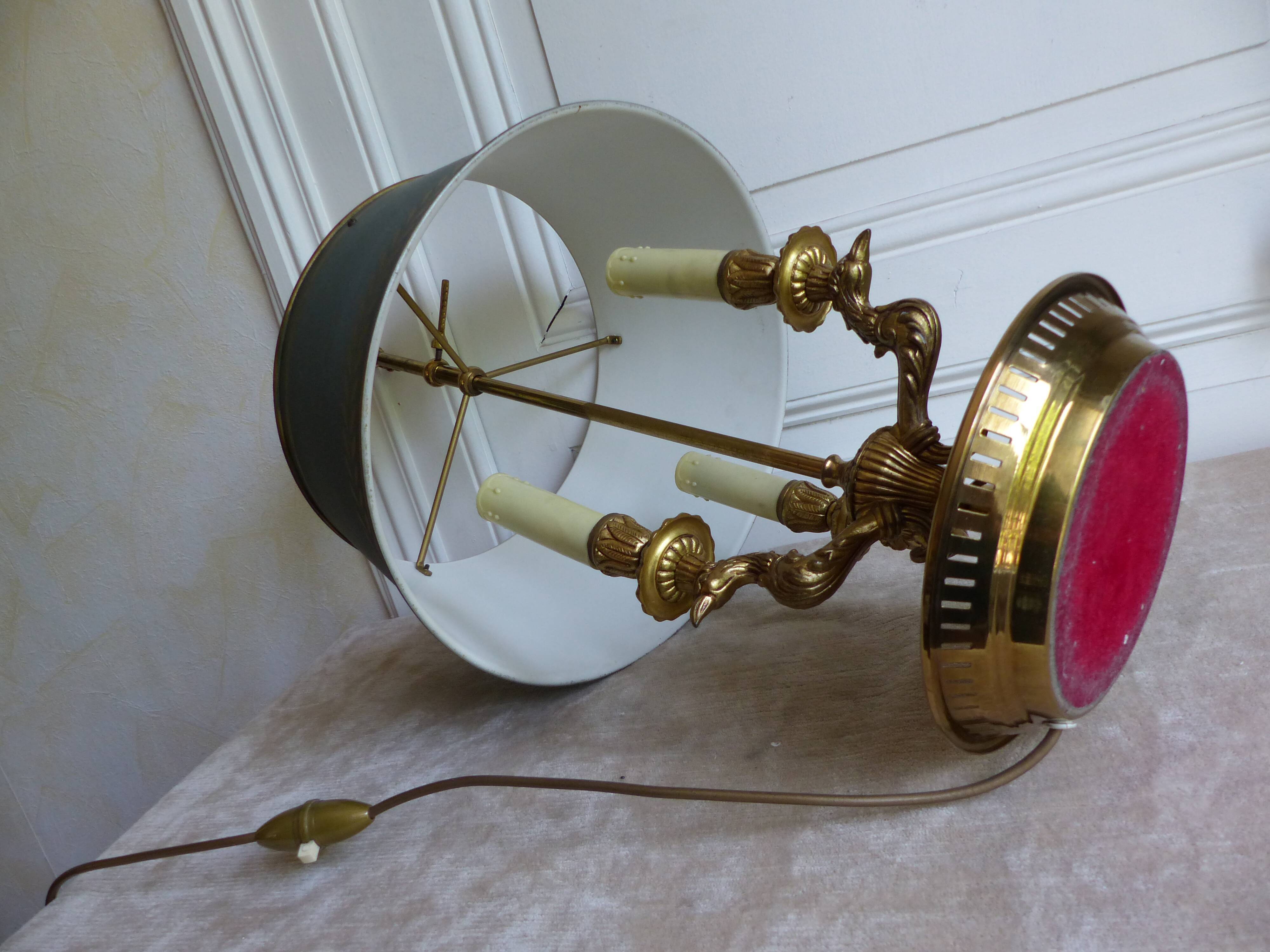 Golden bronze hot water lamp and tin lampshade