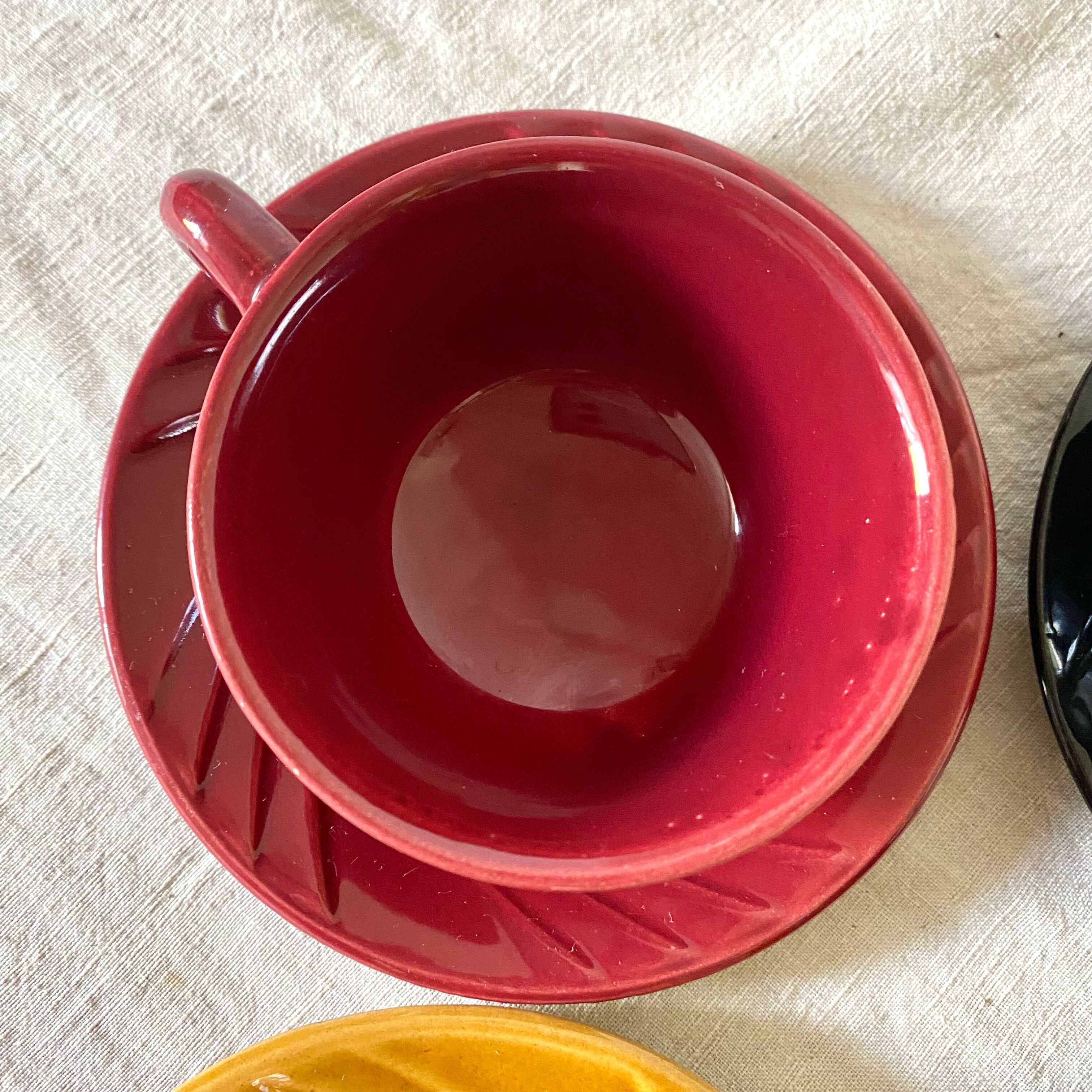 Colorful vintage mugs