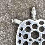 Vintage silver metal turtle trivet