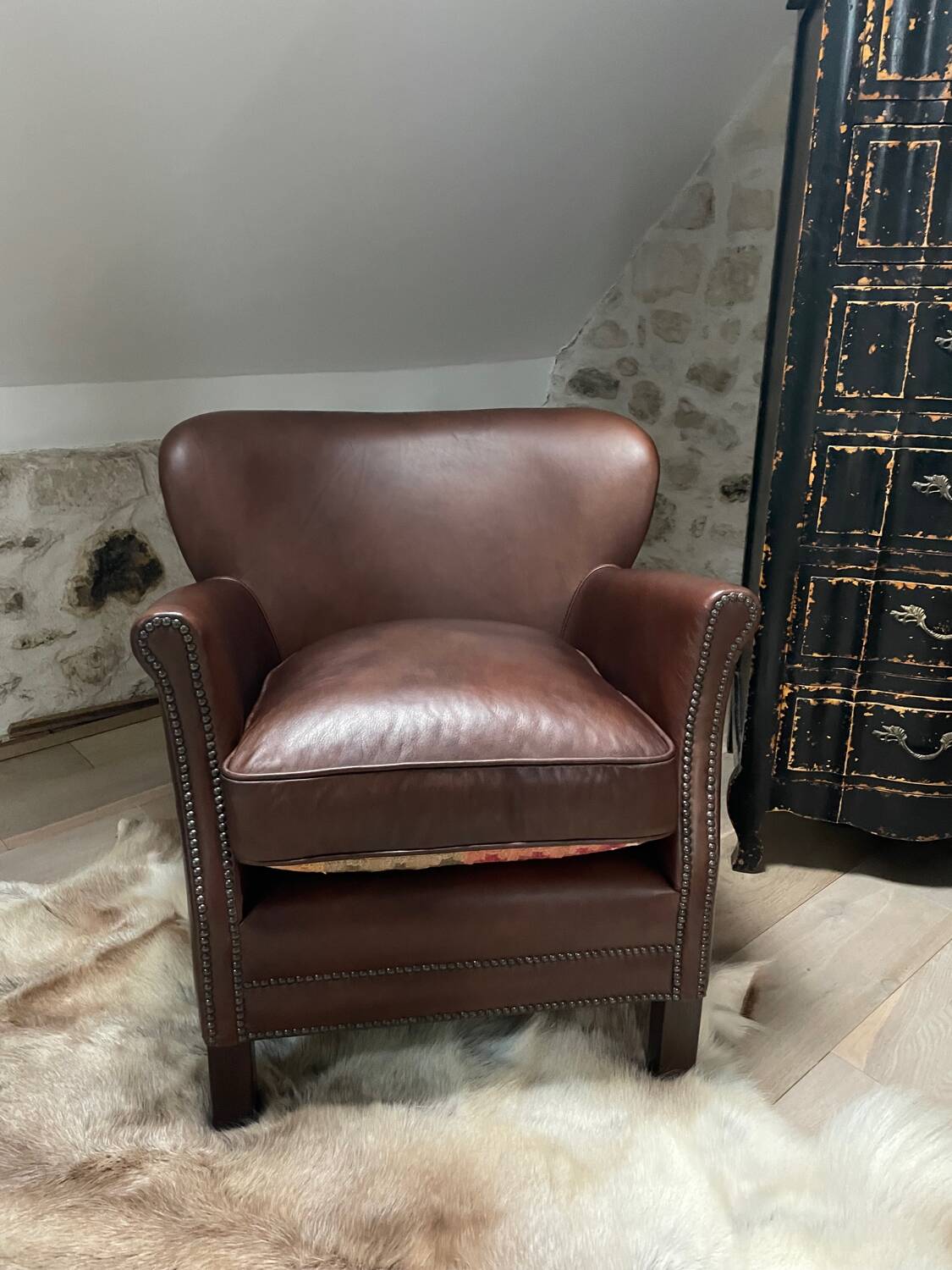 Fauteuil club en cuir