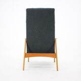 1960s Oak Wing Chair in Bouclé Upholstery, Czechoslovakia