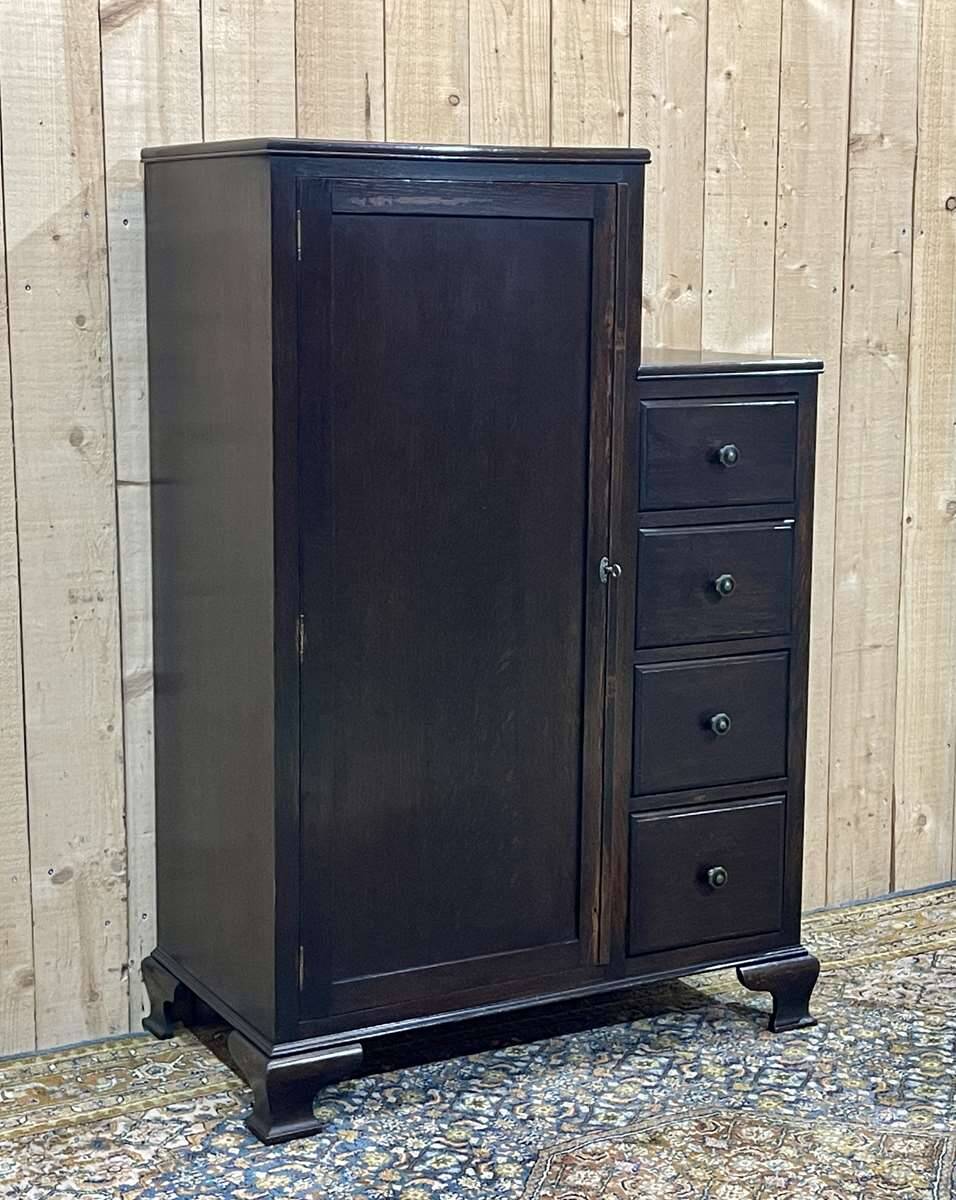 English oak wardrobe with drawers from the 1950s
