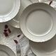 6 antique earthenware flat plates in off-white with gilding from Moulin des Loups.