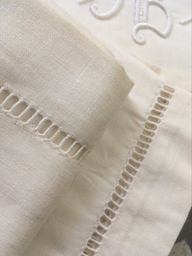 Pair mixed pillowcases embroidered A B.