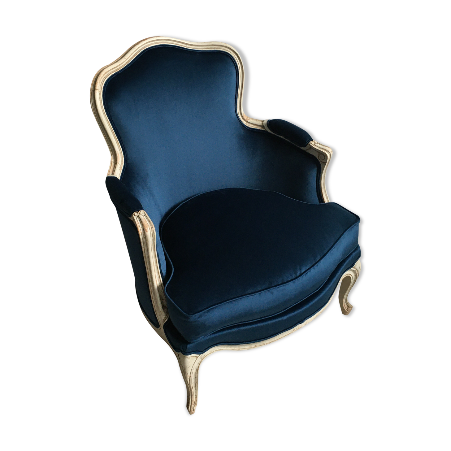 Armchair Louis XV lined with velvet - fully restored