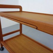 Danish Teak Bar Cart with Removable Tray, 1960s
