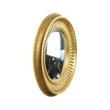 Large Round Wooden Butler Mirror Convex Mirror Witches Eye Gold