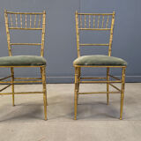 Pair of brass faux bamboo chairs, 1960s
