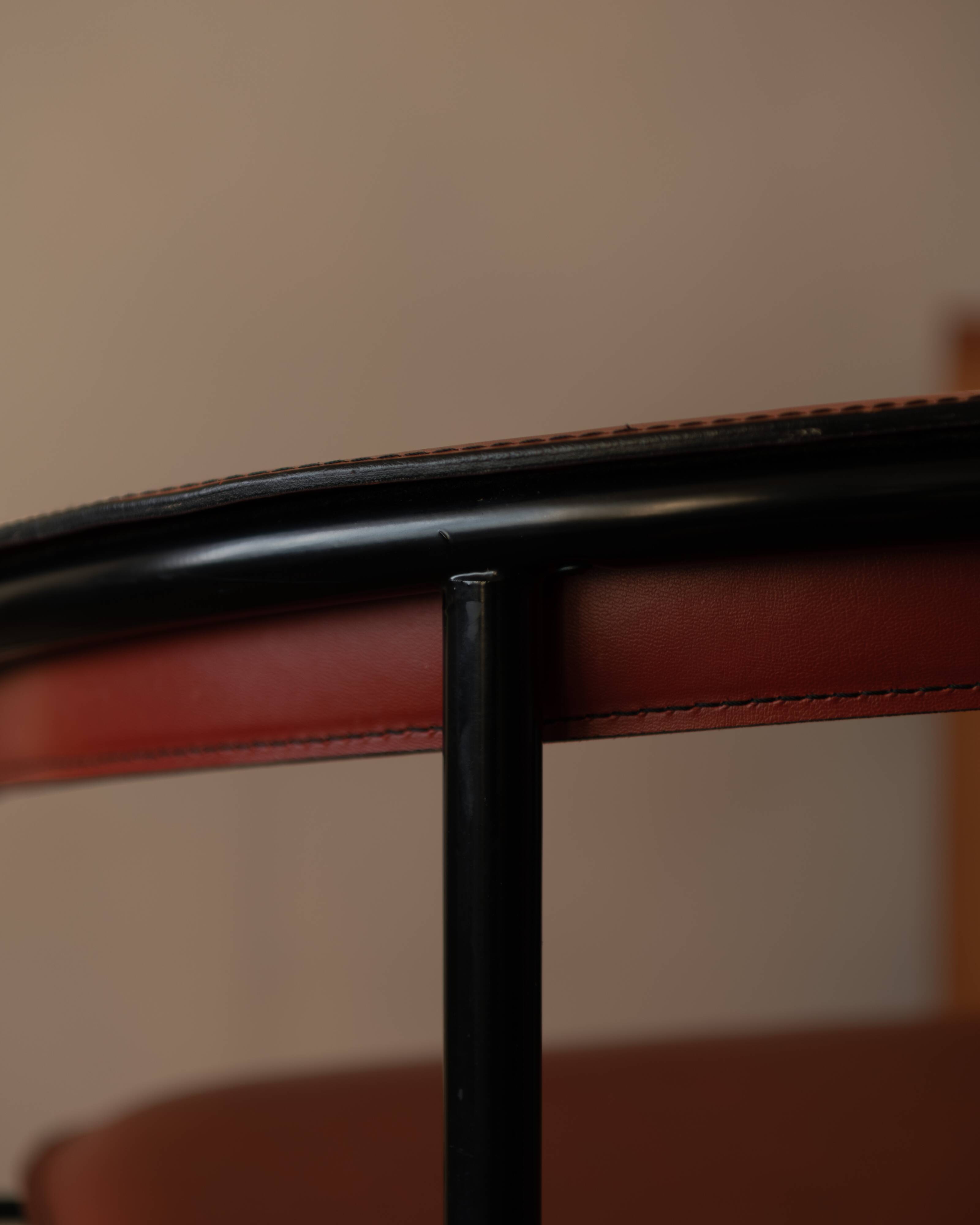Vintage leather dining chair Arrben Italy, 1980s
