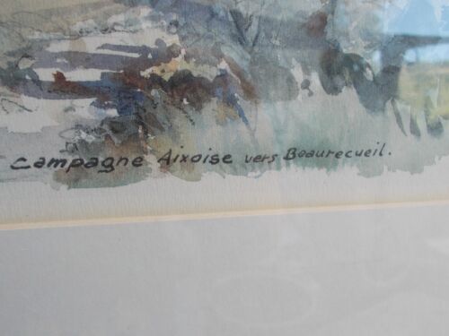 Watercolor Aix en Provence Beaurecueil signed Lasbouygues