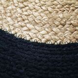 Jute carpet and round cotton black beige 160 cm