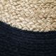 Tapis jute et coton rond noir beige 160 cm