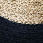 Round black and beige jute and cotton rug 160 cm