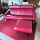 2-seater sofa & pouffe, Steiner Faubourg red leather