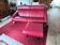 Canapé 2 places & pouf, steiner faubourg cuir rouge