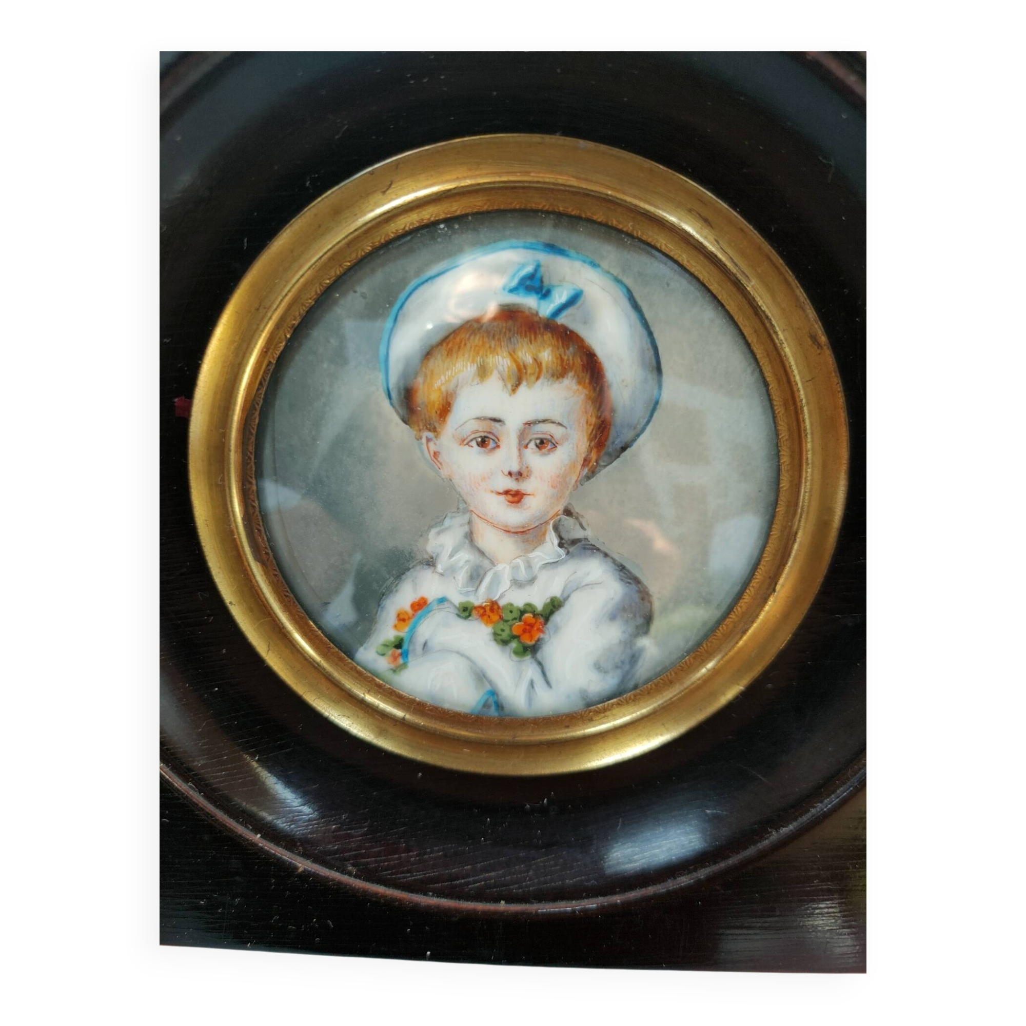 Peinture miniature sous cadre Napoléon III