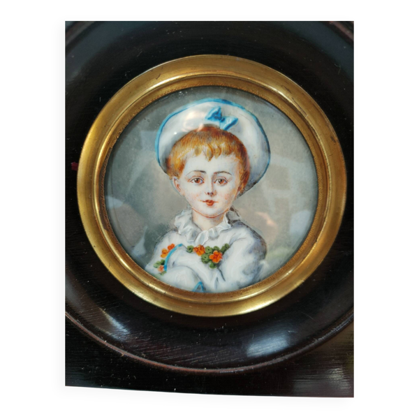 Peinture miniature sous cadre Napoléon III