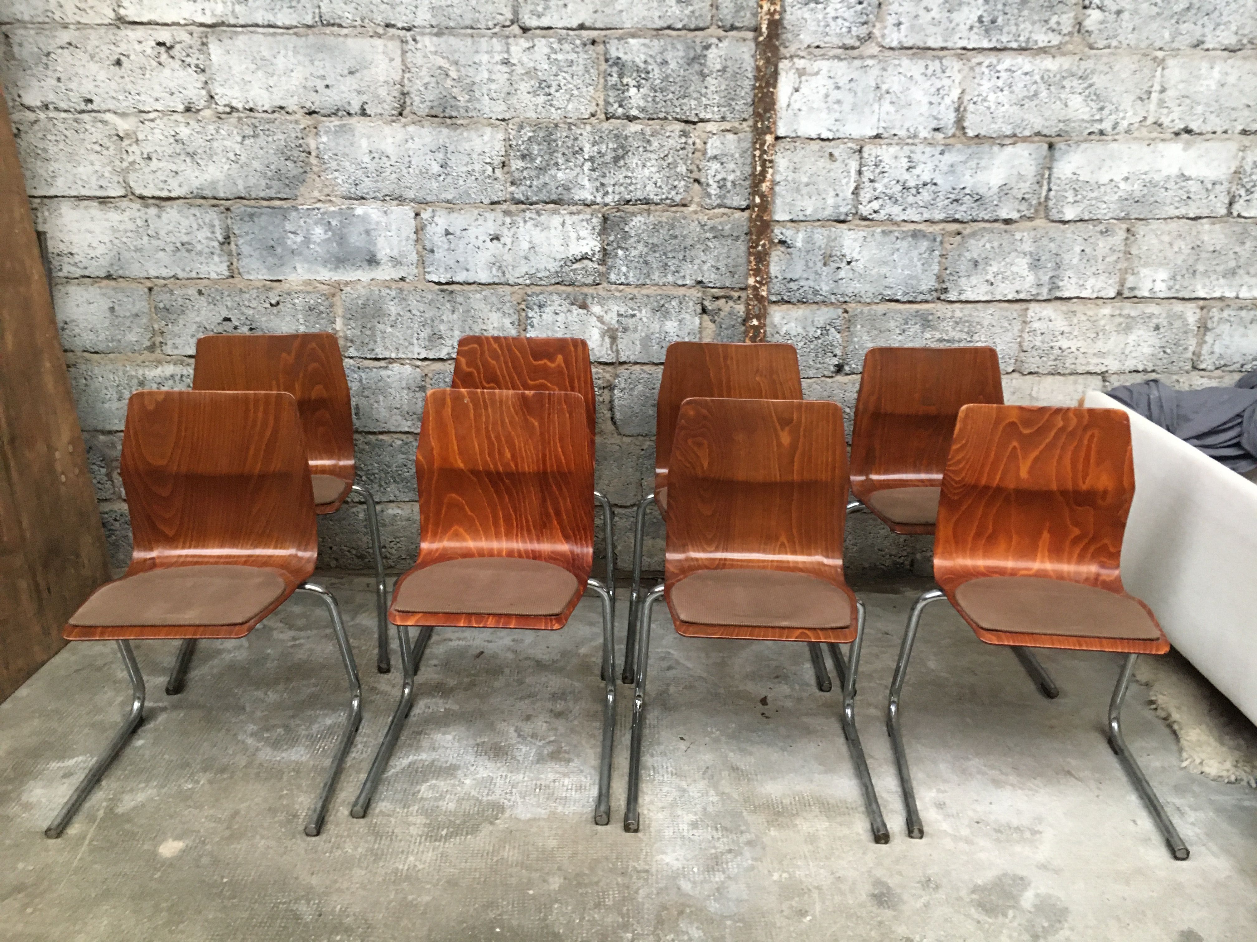 Series of 8 vintage retro stackable chairs FLOTOTTO PAGHOLZ by Adam Stegner 1960 1970