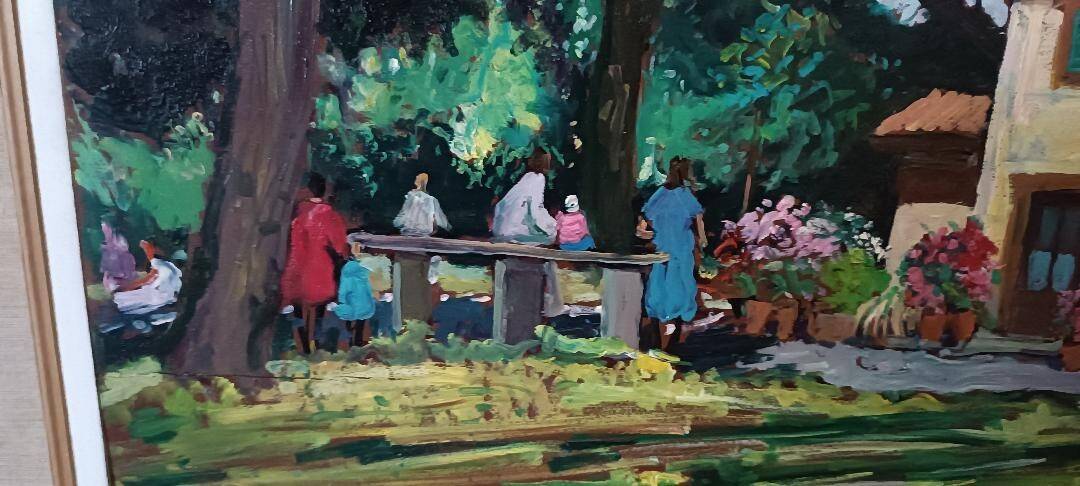 Landscape oil on panel Giuseppe Cavallini (Livorno 1916-2000) Villa Fabbricotti