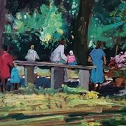 Landscape oil on panel Giuseppe Cavallini (Livorno 1916-2000) Villa Fabbricotti