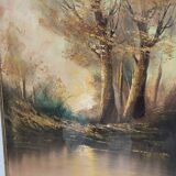 Paysage huile sur toile, fin du 20ème siècle