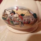 Sugar bowl or covered box Sarreguemines earthenware Obernai style