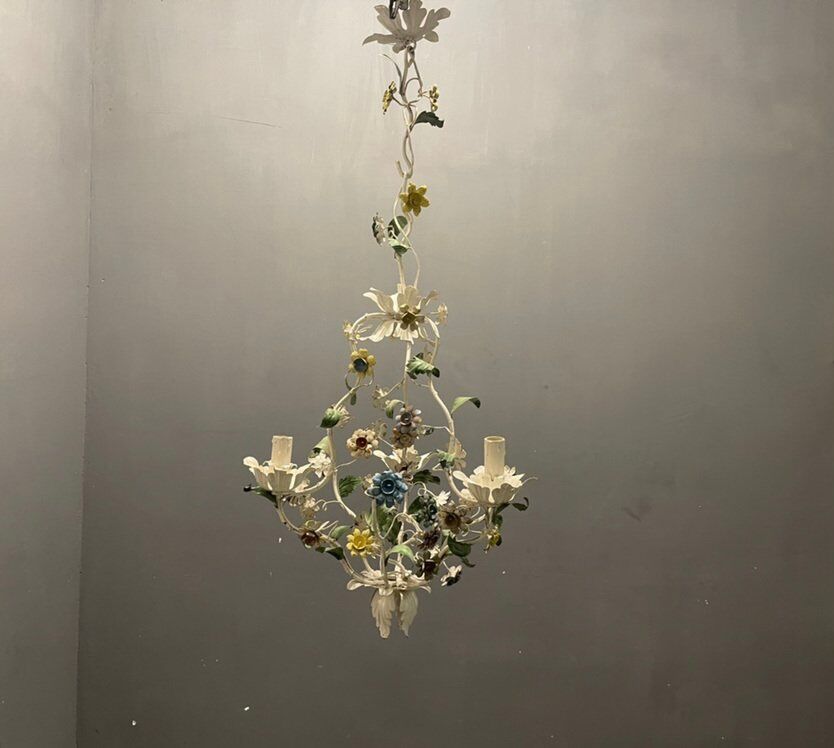 Lustre italien Tole Flower années 1960