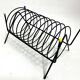 Vintage black lacquered metal magazine rack – 1950s multi-color design