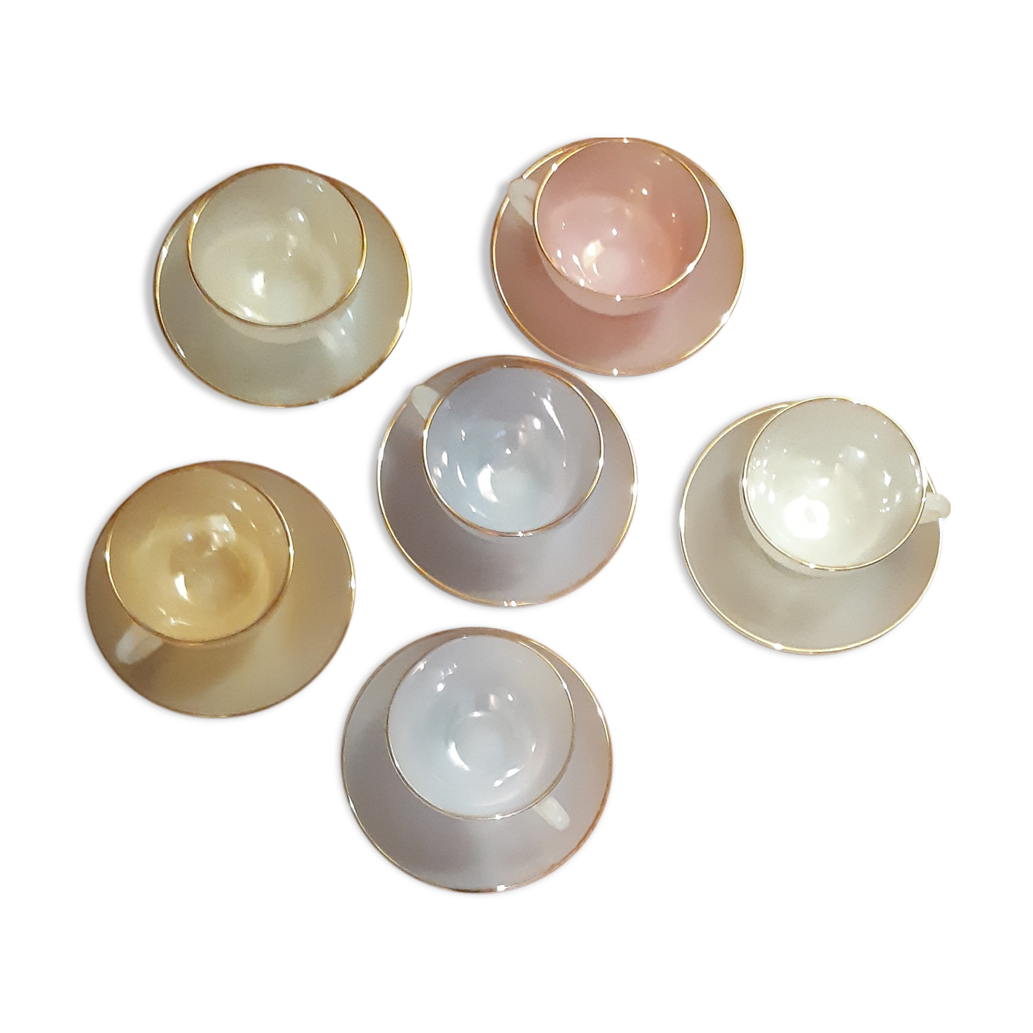 6 vintage cups Arcopal Harlequin model